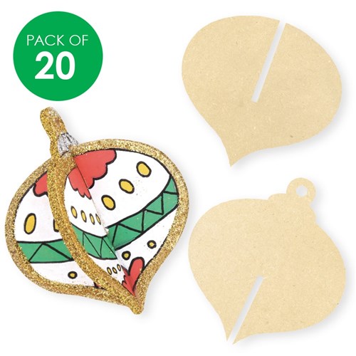 3D Wooden Baubles - Pack of 20