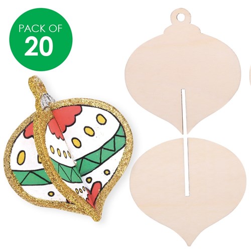 3D Wooden Baubles - Pack of 20