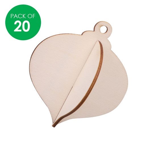 3D Wooden Baubles - Pack of 20