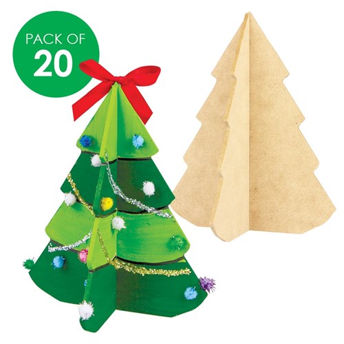 3D Wooden Christmas Trees - Pack of 20