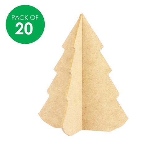 3D Wooden Christmas Trees - Pack of 20