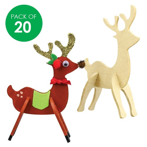 3D Wooden Reindeer - Pack of 20