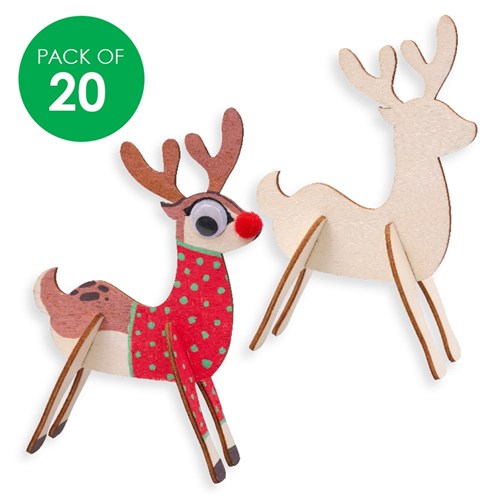 3D Wooden Reindeer - Pack of 20