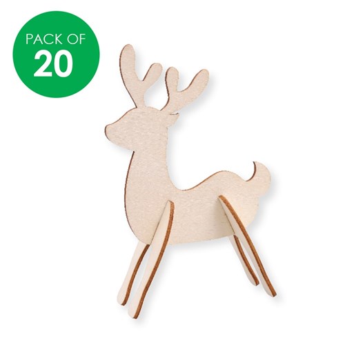 3D Wooden Reindeer - Pack of 20