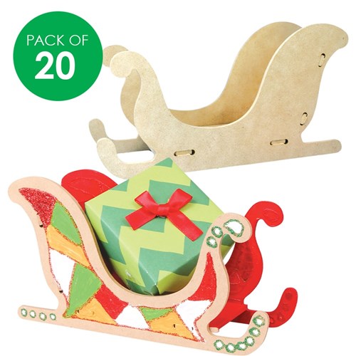 3D Wooden Sleighs - Pack of 20