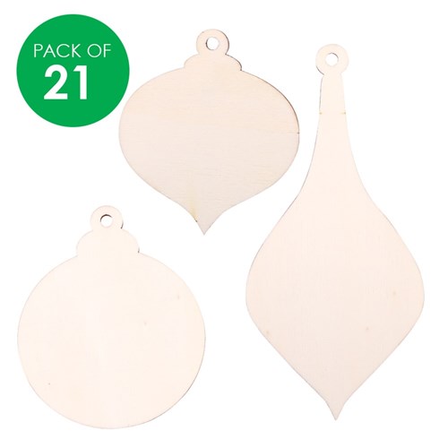 Wooden Bauble Assortment - Pack of 21