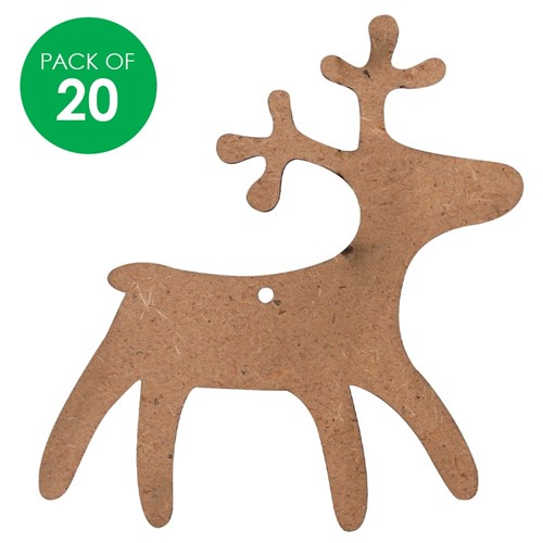 Wooden Reindeer Shapes - Pack of 20