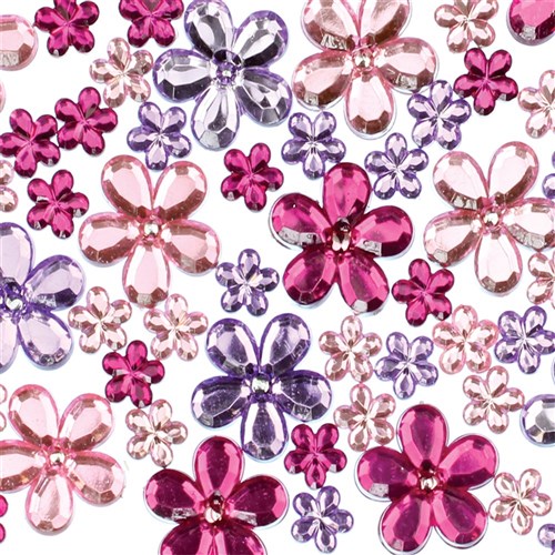 Pretty Flower Rhinestones - Pack of 63