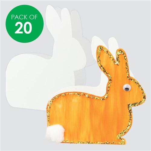 Cardboard Bunny Cards - White - Pack of 20