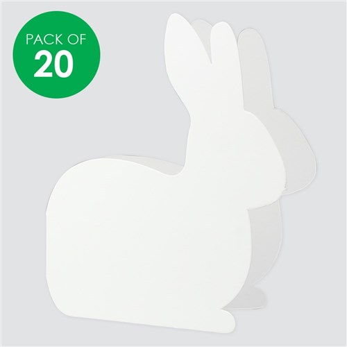 Cardboard Bunny Cards - White - Pack of 20