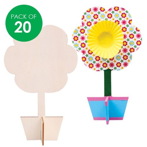 3D Wooden Flowers - Pack of 20