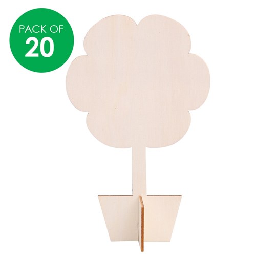 3D Wooden Flowers - Pack of 20