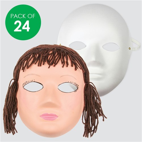 Papier Mache Full Face Masks - Pack of 24
