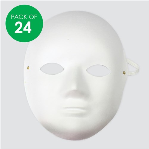 Papier Mache Full Face Masks - Pack of 24