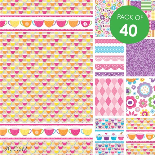 Scrapbooking Craft Paper - Pack of 40