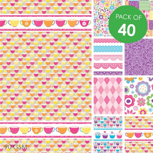 Scrapbooking Craft Paper - Pack of 40