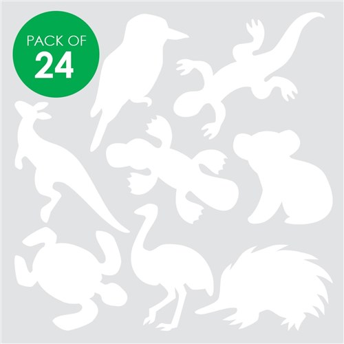 Cardboard Australian Animals - White - Pack of 24