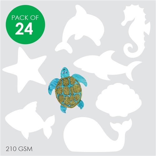 Cardboard Sea Animals - White - Pack of 24