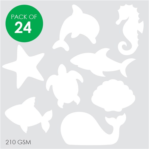 Cardboard Sea Animals - White - Pack of 24