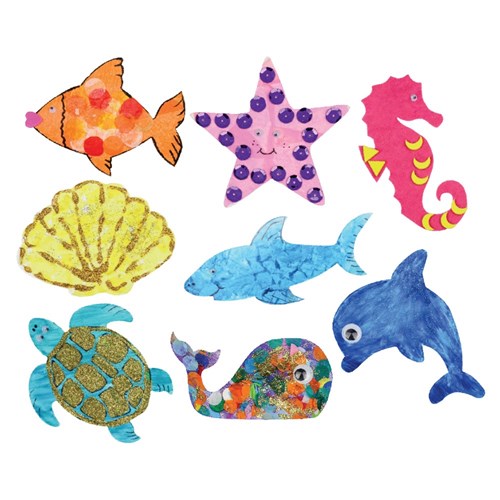 Cardboard Sea Animals - White - Pack of 24