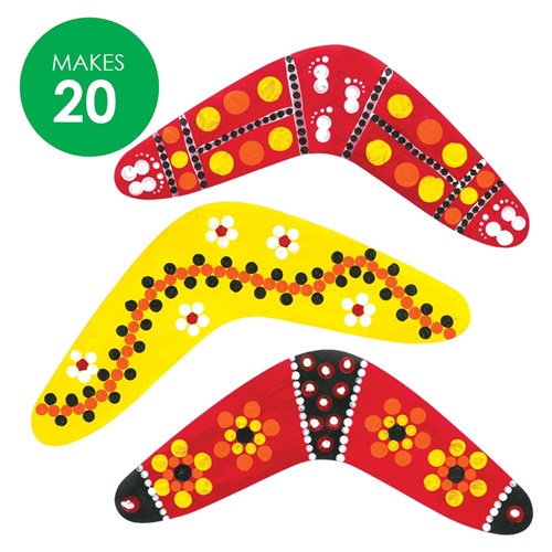 Indigenous Dot Painting Wooden Boomerangs Group Pack