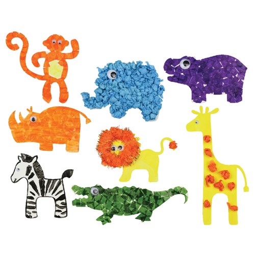 Cardboard Safari Animals - White - Pack of 24