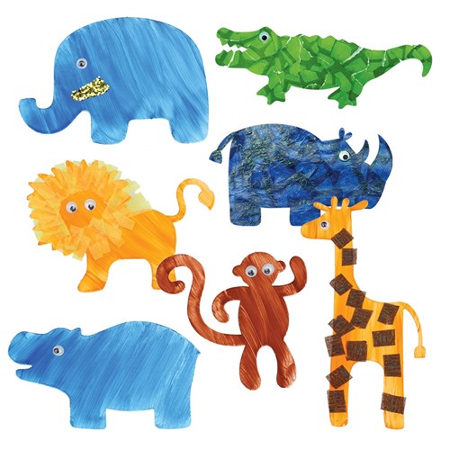 Cardboard Safari Animals - White - Pack of 24