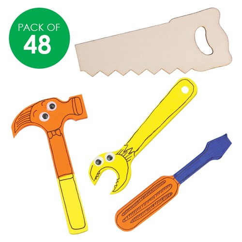 Wooden Tool Shapes - Pack of 48