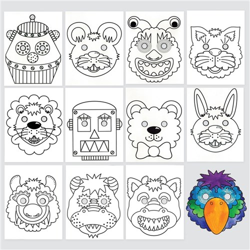 Colour-In Masks - Pack of 12