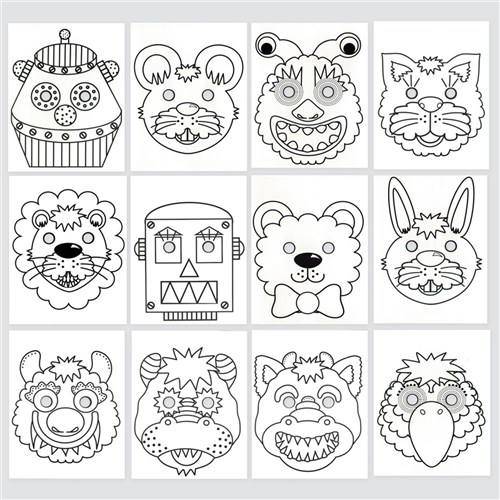 Colour-In Masks - Pack of 12