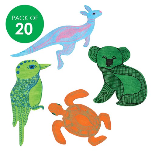 Wooden Australian Animal Shapes - Set 1 - Pack of 20