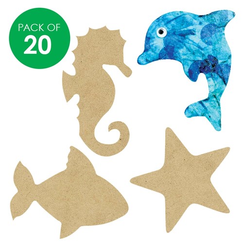 Wooden Sea Animal Shapes - Pack of 20