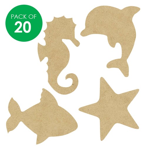 Wooden Sea Animal Shapes - Pack of 20