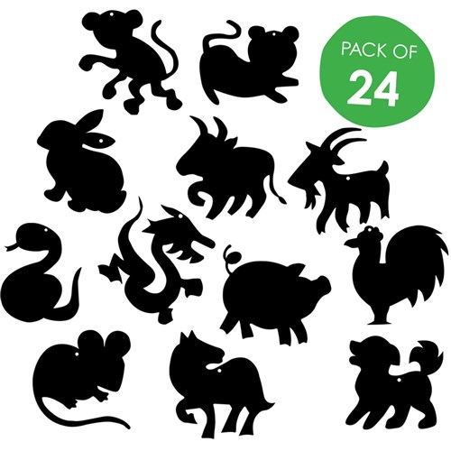 Scratch Board Chinese Zodiac Shapes - Pack of 24