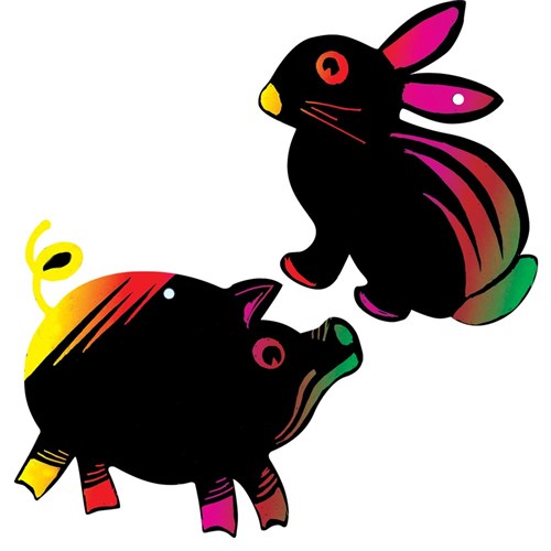 Scratch Board Chinese Zodiac Shapes - Pack of 24