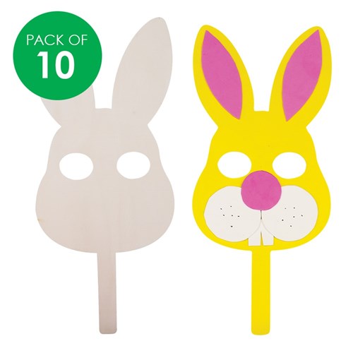 Wooden Bunny Masks - Pack of 10