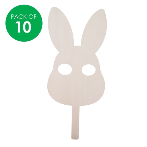 Wooden Bunny Masks - Pack of 10