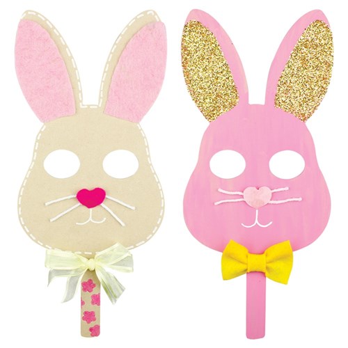 Wooden Bunny Masks - Pack of 10