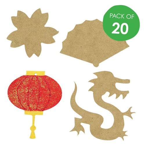 Wooden Asian Shapes - Pack of 20