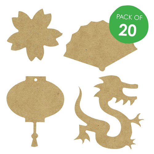 Wooden Asian Shapes - Pack of 20