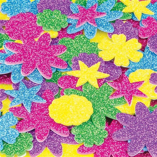 Foam Glitter Flower Stickers - Pack of 120