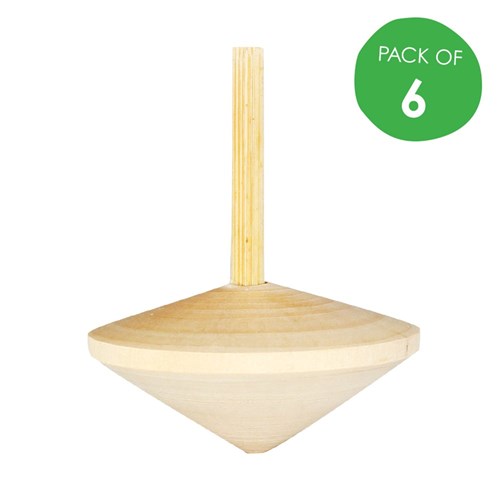 Wooden Spinning Tops - Pack of 6