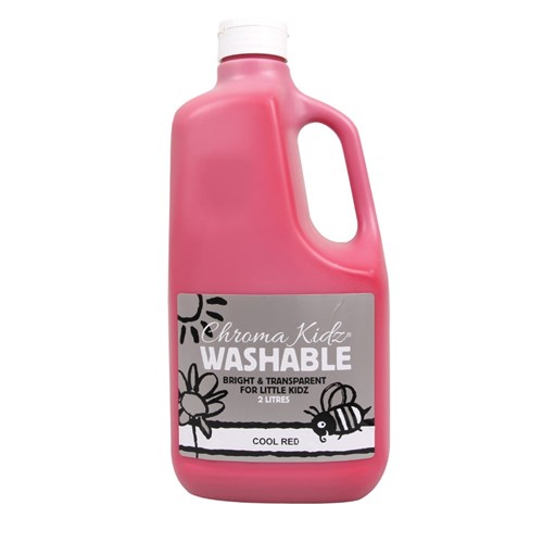 Chroma Kidz Washable Paint - Cool Red  - 2 Litres