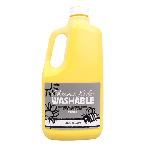 Chroma Kidz Washable Paint - Cool Yellow - 2 Litres