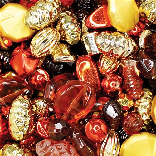 Assorted Bead Mix - Orange & Brown - 150g Pack