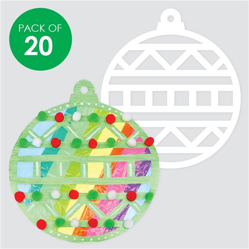 Cardboard Bauble Cutouts - White - Pack of 20