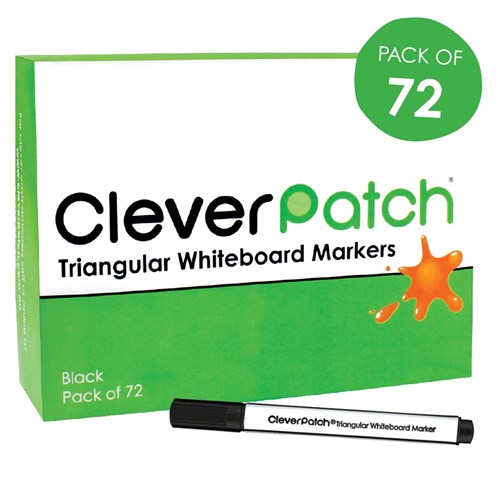 CleverPatch Triangular Whiteboard Marker - Black - Pack of 72