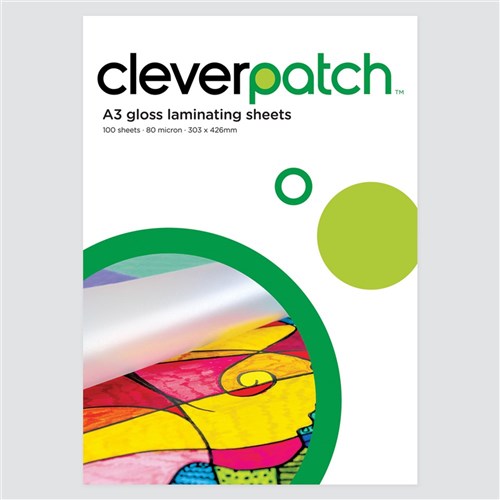CleverPatch Laminating Sheets - A3 - 80 Micron - Pack of 100