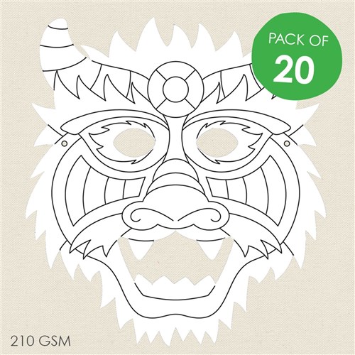 Cardboard Dragon Masks - White - Pack of 20