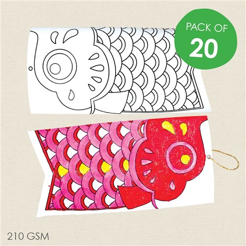 Cardboard Koi Fish - White - Pack of 20